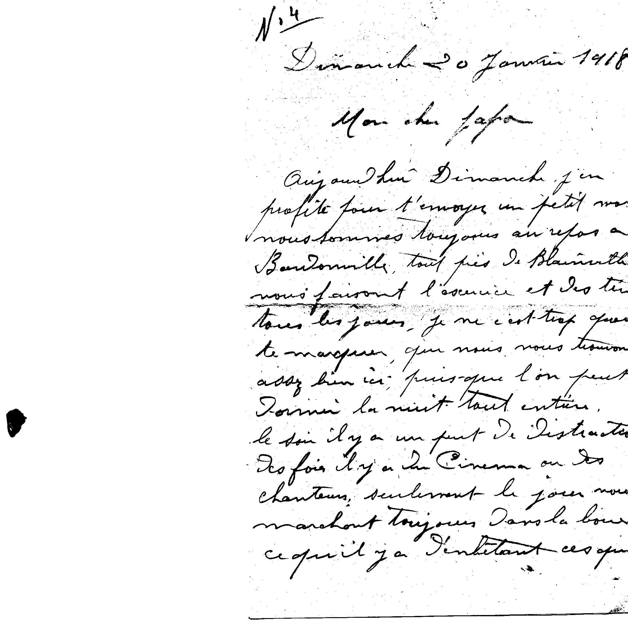 Lettre de René Blanchet du 20 janvier 1918